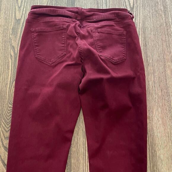 Maurices Womens Straight Leg Pants High Rise Cotton Blend Stretch Burgundy Sz L - Picture 5 of 9